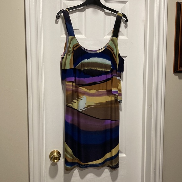 NWOT - Pretty Young Thing Round Neck Colourful Tiered Ruffled Summer Dress -Sz L - Picture 8 of 12